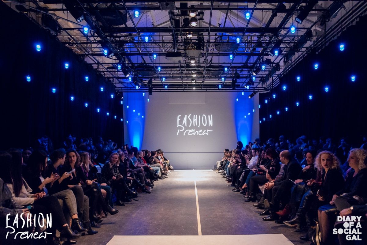 empty fashion show runway stage with crowd