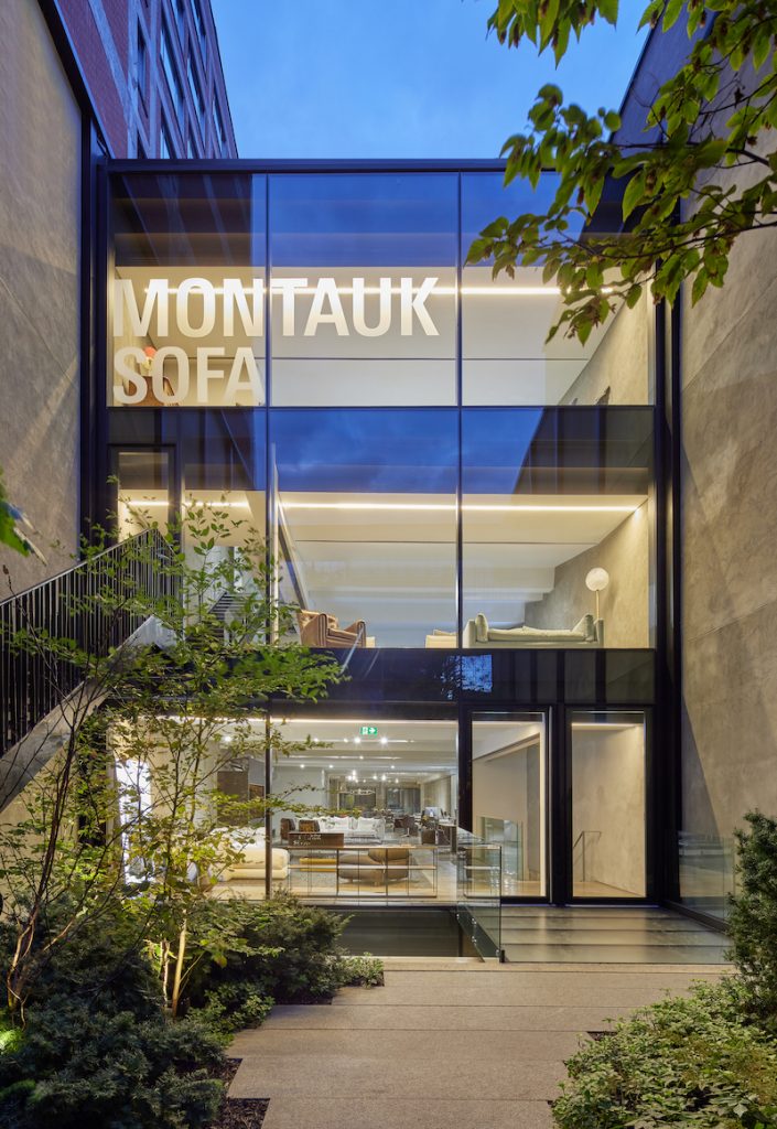 he grand entrance to Montauk Sofa’s new showroom on Saint-Laurent Boulevard. Photography COURTESY OF MONTAUK SOFA